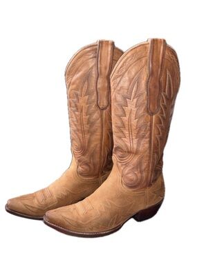 OLD GRINGO Western Cowboy Boots Tan Suede Leather Embroidered | Women's Sz 7.5B